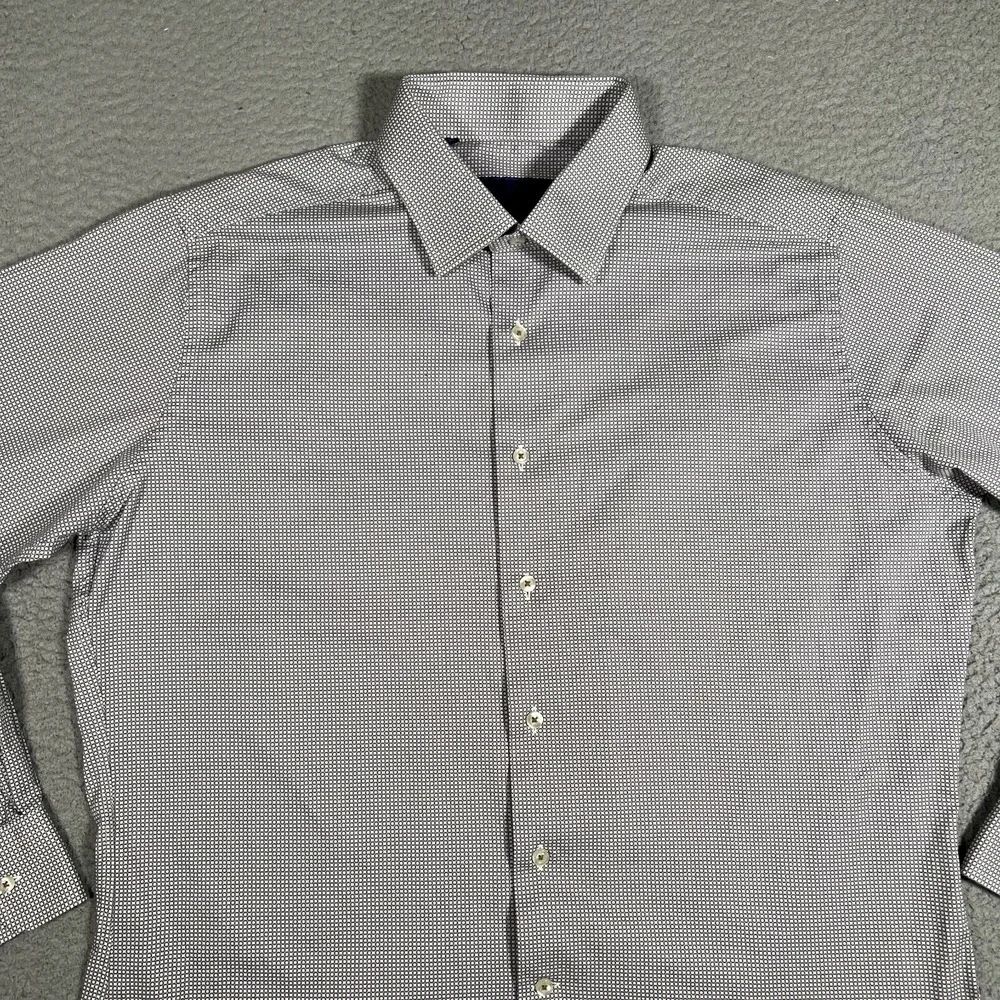 David Donahue Shirt Mens 17.5 34/35 Trim Fit Casual Preppy Dress‎ Cotton Logo